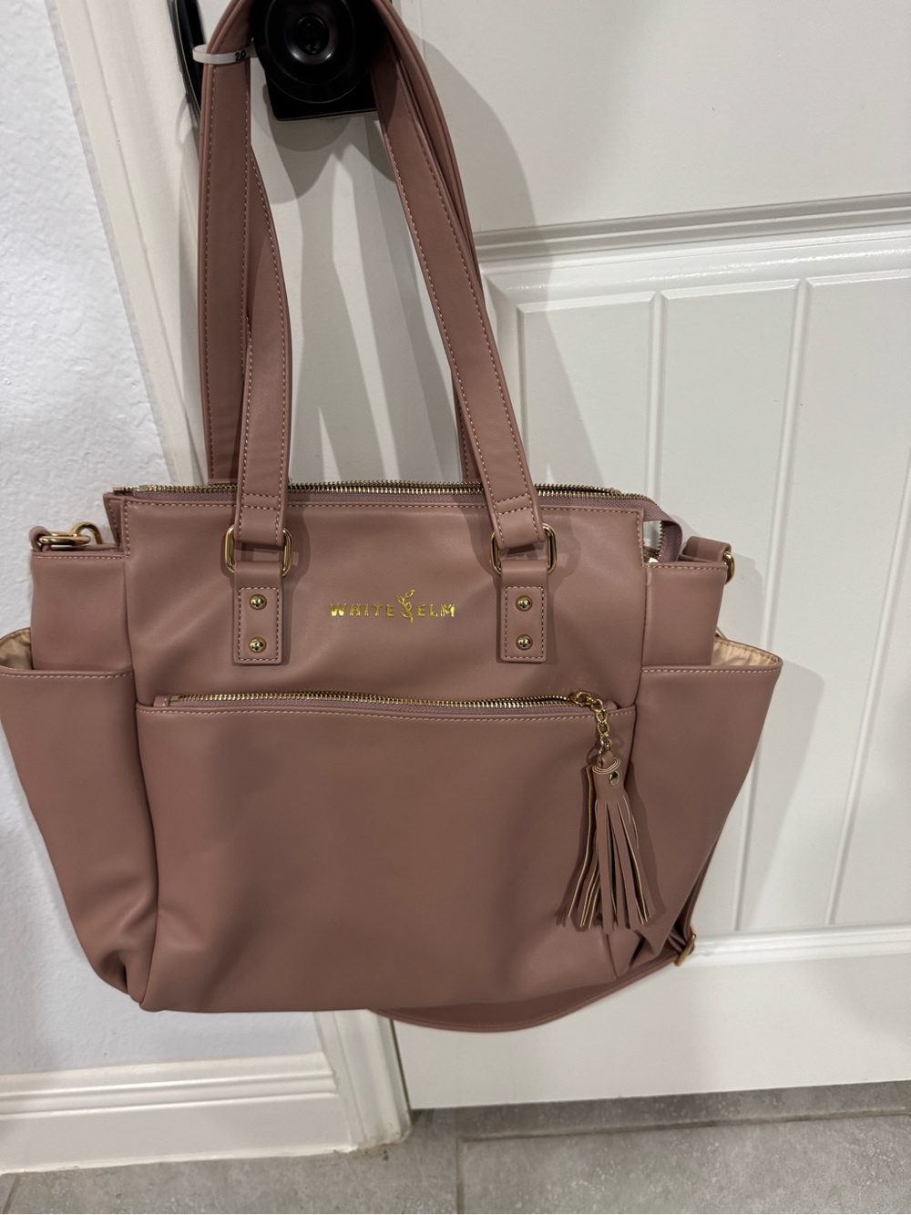 WHITE ELM GEMINI CONVERTIBLE BACKPACK - DUSTY ROSE (Mauve) Tote Bag with Tassel.